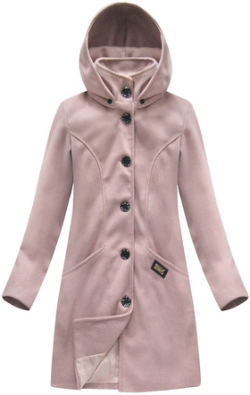 PŁASZCZ Z DOMIESZKĄ WEŁNY I KAPTUREM RÓŻOWY (6801)