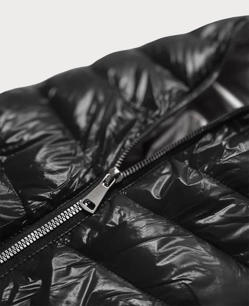 PIKOWANY BŁYSZCZĄCY BEZRĘKAWNIK DAMSKI CZARNY (B9766)