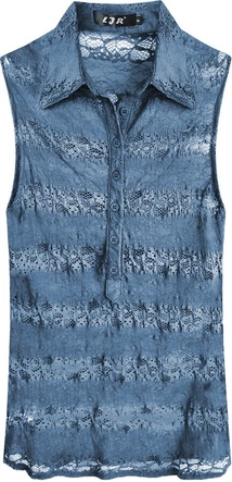 BLUZKA Z KORONKI NIEBIESKA (X3602X)