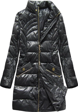 PIKOWANA KURTKA Z KAPTUREM CZARNA (1142)