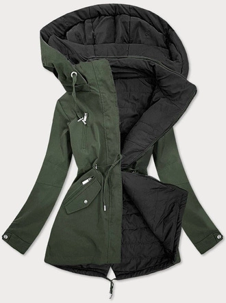 DWUSTRONNA KURTKA DAMSKA KHAKI-CZARNA (W505)