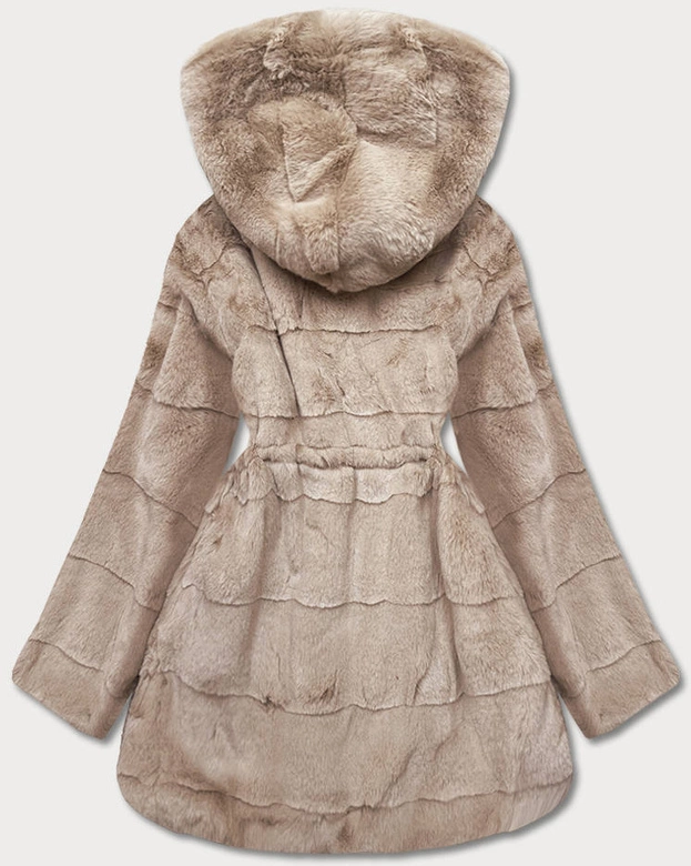 Futrzana kurtka damska beżowa (CX009-7)