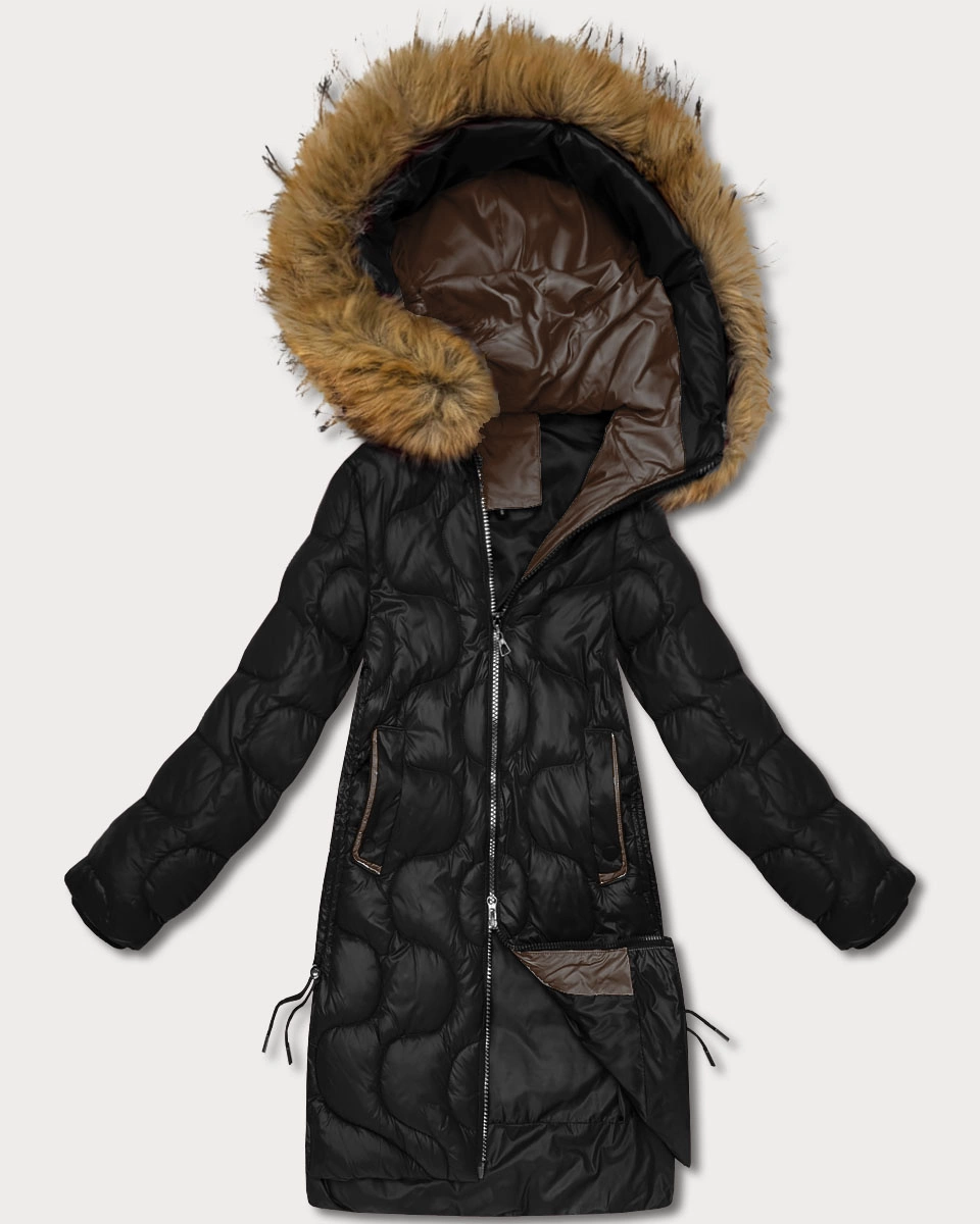 Kurtka damska z ozdobnym pikowaniem J Style czarna (5M3351-392)