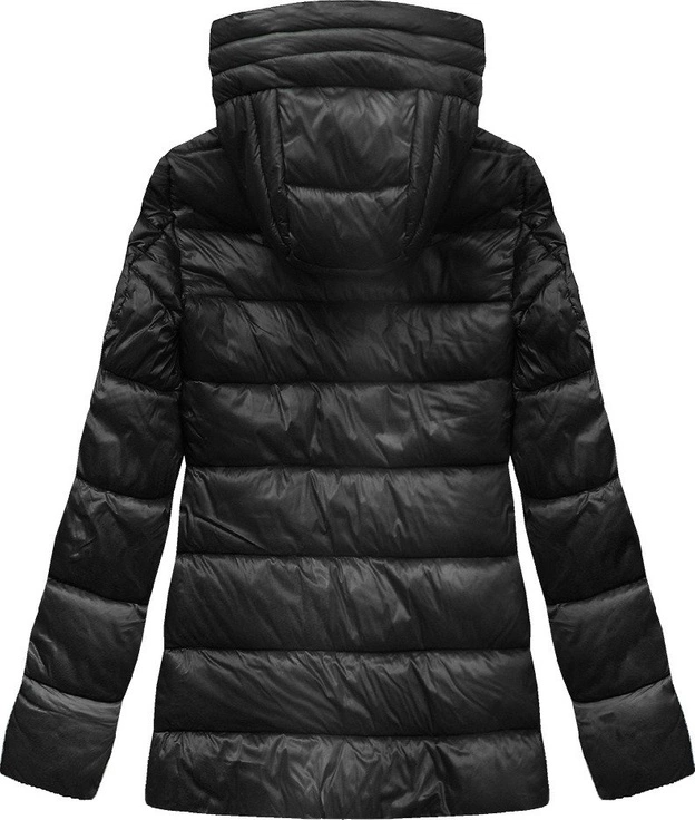 ZIMOWA PIKOWANA KURTKA DAMSKA Z KAPTUREM CZARNA (7698)