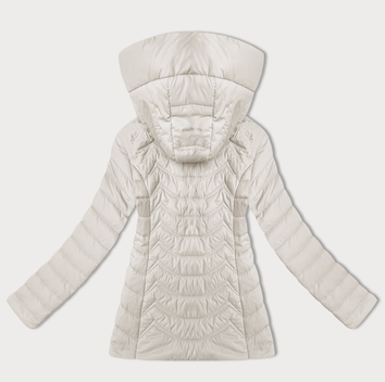 Pikowana kurtka damska z kapturem J Style ecru (16M9238-280)