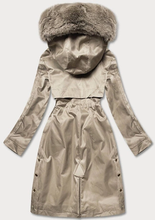 Zimowa kurtka damska na misiu beżowa (b537-46)