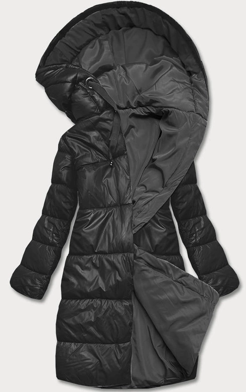 DŁUGA DWUSTRONNA KURTKA ZIMOWA CZARNY/GRAFIT (L22-9852-1/27)