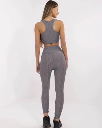 Sportowy komplet top i legginsy ciemny szary (5448)