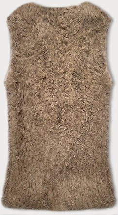 Futrzana kamizelka z długim włosem ciemny beż (1402)