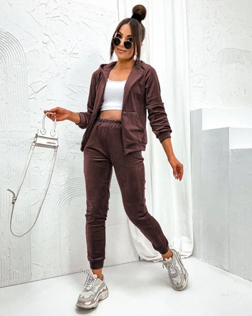 Dres damski z rozpinaną bluzą czekoladowy (829)