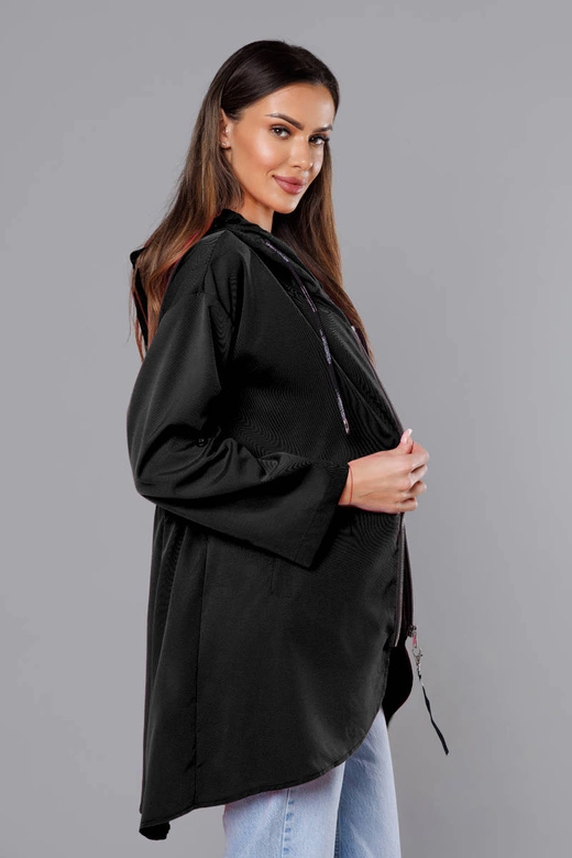 Cienka asymetryczna narzutka damska czarna (B8117-1)
