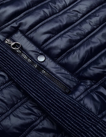 PIKOWANA DAMSKA KURTKA Z KAPTUREM GRANATOWA (6373)