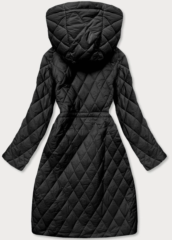 Prosta pikowana kurtka z kapturem czarna (ag6-29)