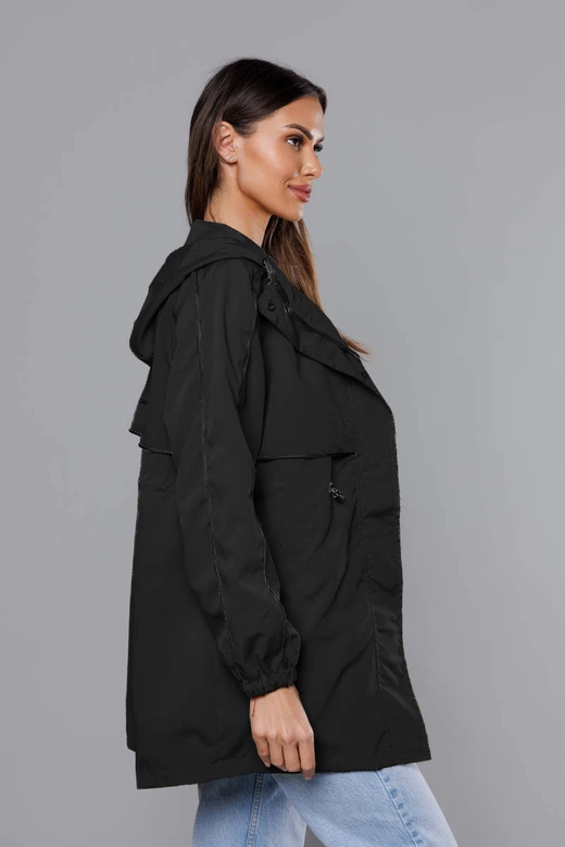 Cienka kurtka damska na podszewce czarna (B8119-1)