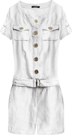 KRÓTKI KOMBINEZON Z LNU I BAWEŁNY BIAŁY (X1603X)