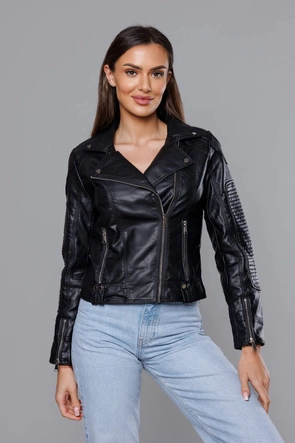 Kurtka ramoneska z klapami czarna (11Z8037)