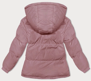 Damska kurtka zimowa z kapturem brudny róż (5M3169-46)