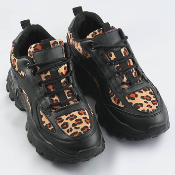 Buty sportowe damskie panterka czarne (6370)