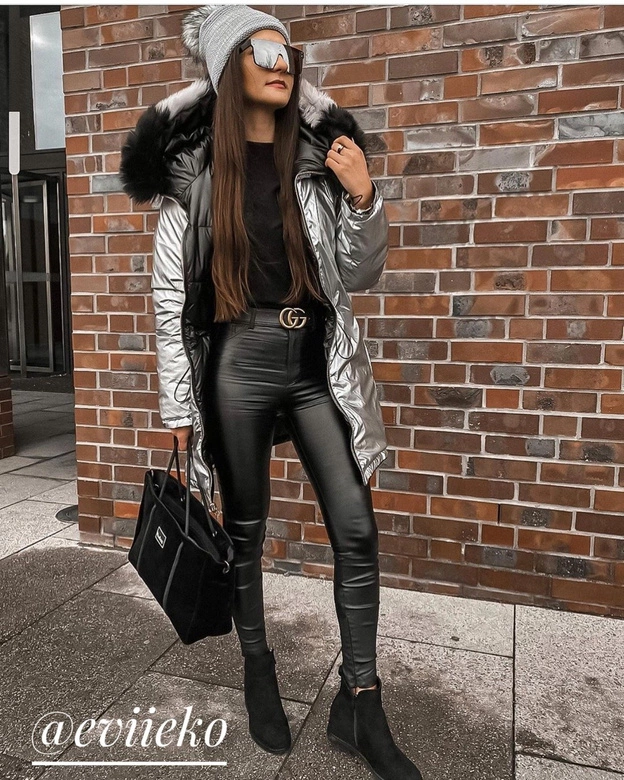 DWUSTRONNA ZIMOWA DAMSKA KURTKA ZŁOTA (1908)