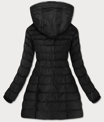 PIKOWANA ZIMOWA KURTKA DAMSKA Z KAPTUREM CZARNA (M-133)
