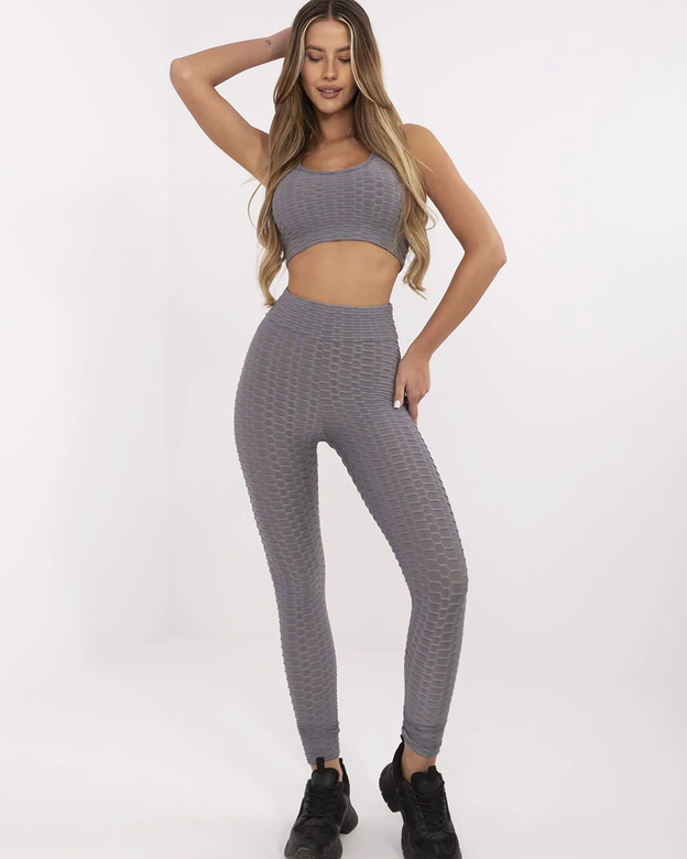 Sportowy komplet top i legginsy ciemny szary (5448)