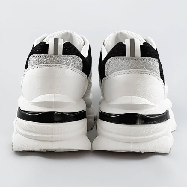Sznurowane buty sportowe damskie biało-czarne (lu-3)