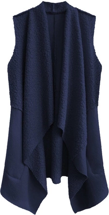 KAMIZELKA OVERSIZE Z ŁĄCZONYCH MATERIAŁÓW GRANATOWA (545ART)