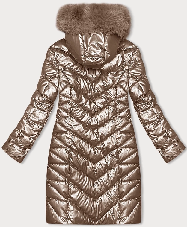 Pikowana zimowa kurtka damska J Style karmelowa (16M9100-84)