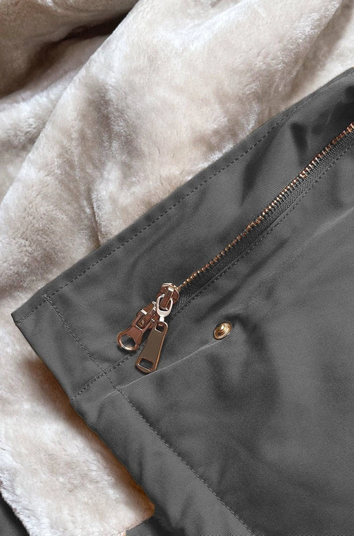 DAMSKA PARKA ZIMOWA NA FUTERKU CIEMNOSZARA (B508)