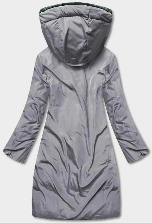 DŁUGA DWUSTRONNA KURTKA ZIMOWA ZIELONY/SZARY (L22-9852-33/61)