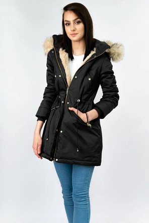 DAMSKA PARKA ZIMOWA NA MISIU CZARNA (B2623)