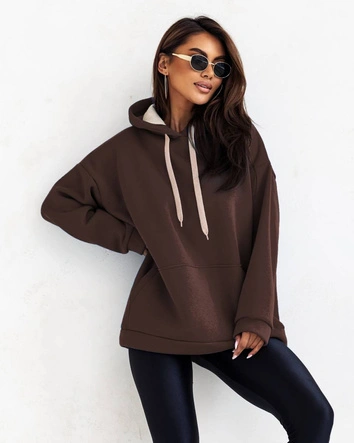 Gruba bluza damska kangurka czekoladowa (82131)