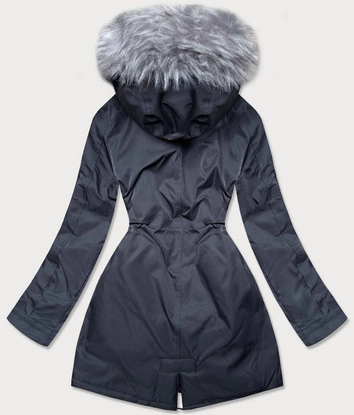 PARKA DAMSKA ZIMOWA Z FUTERKIEM GRANAT-SZARY (B532-3070)