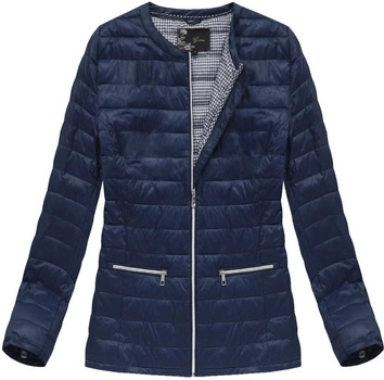 PIKOWANA KURTKA Z OKRĄGŁYM DEKOLTEM GRANATOWA (1825BIG)