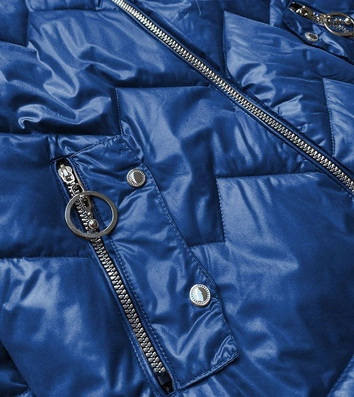 Kurtka damska z kapturem chabrowo/czarna (bh2003)