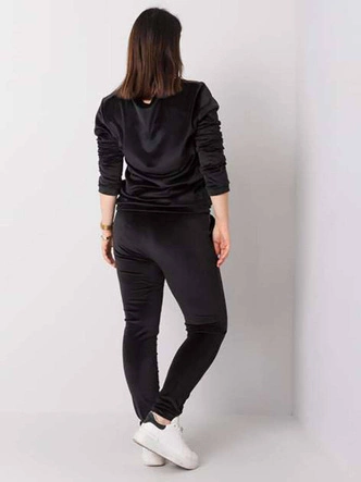 Welurowy dres damski plus size czarny (6085)