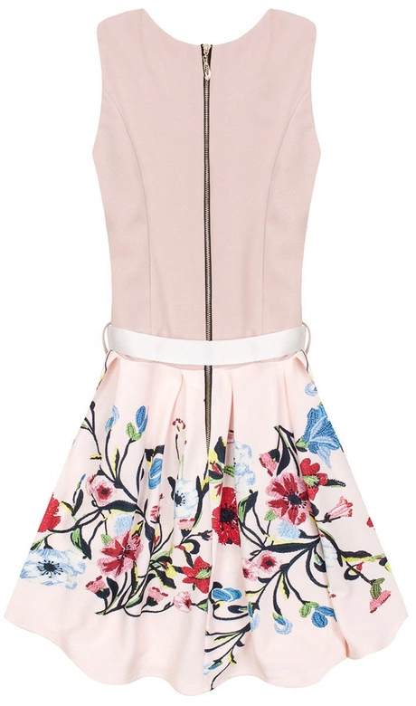 SUKIENKA W KWIATY BRUDNY RÓŻ (10151)