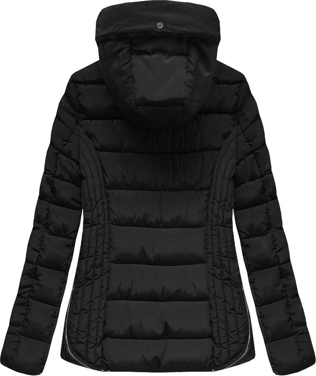 PIKOWANA KURTKA Z KAPTUREM CZARNA (B2631)