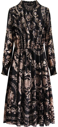 SZYFONOWA SUKIENKA MIDI CZARNA (497ART)