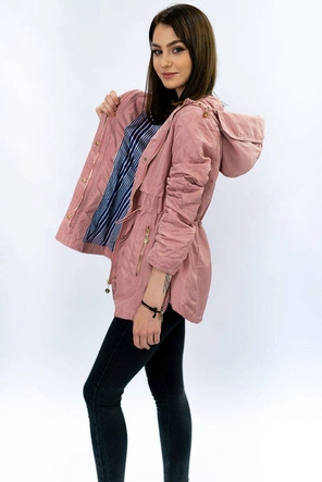 KRÓTKA KURTKA TYPU PARKA ANTYCZNY RÓŻ (P01)