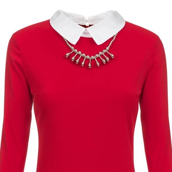 SUKIENKA Z KOŁNIERZEM I NASZYJNIKIEM CZERWONA (9313)