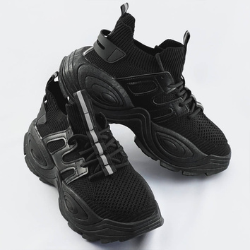 Tekstylne sneakersy damskie czarne (ra16)