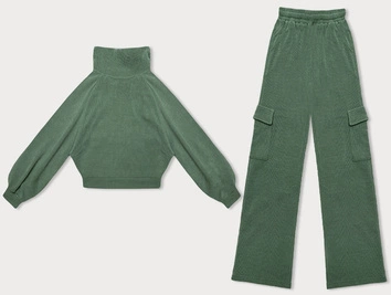 Casualowy komplet ze spodniami typu cargo oliwkowy (AMG-338A)