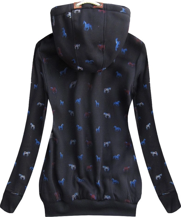 BLUZA Z NADRUKIEM W KONIE GRANATOWA (1928)