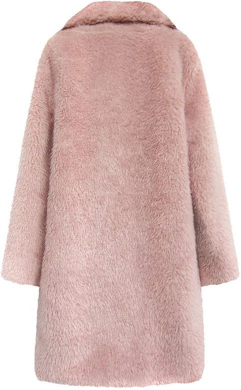 FUTRZANY PŁASZCZYK Z KIESZENIAMI RÓŻOWY (461ART)