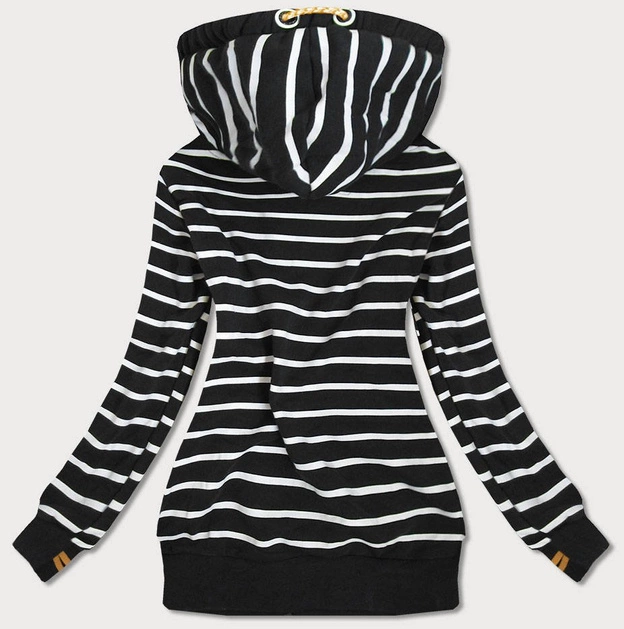 ROZPINANA BLUZA W PASKI CZARNA (645)