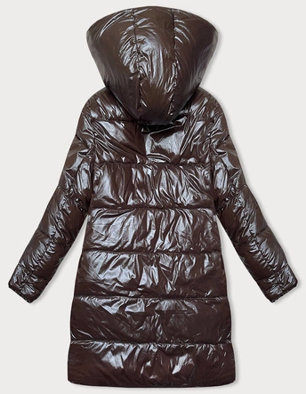 Gruba dwustronna kurtka zimowa damska brąz-ecru (V768g)