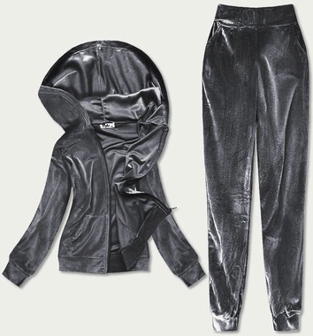 WELUROWY DRES DAMSKI GRAFITOWY (81222)