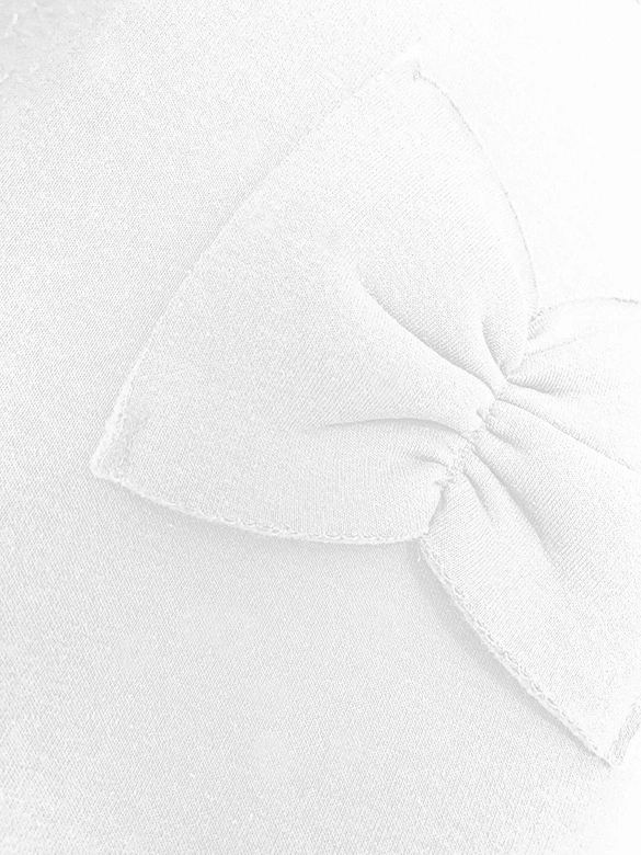 Ciepła bluza damska z kokardkami biała (23999)