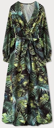 DŁUGA SUKIENKA WE WZORY ZIELONE LIŚCIE (683/2ART)